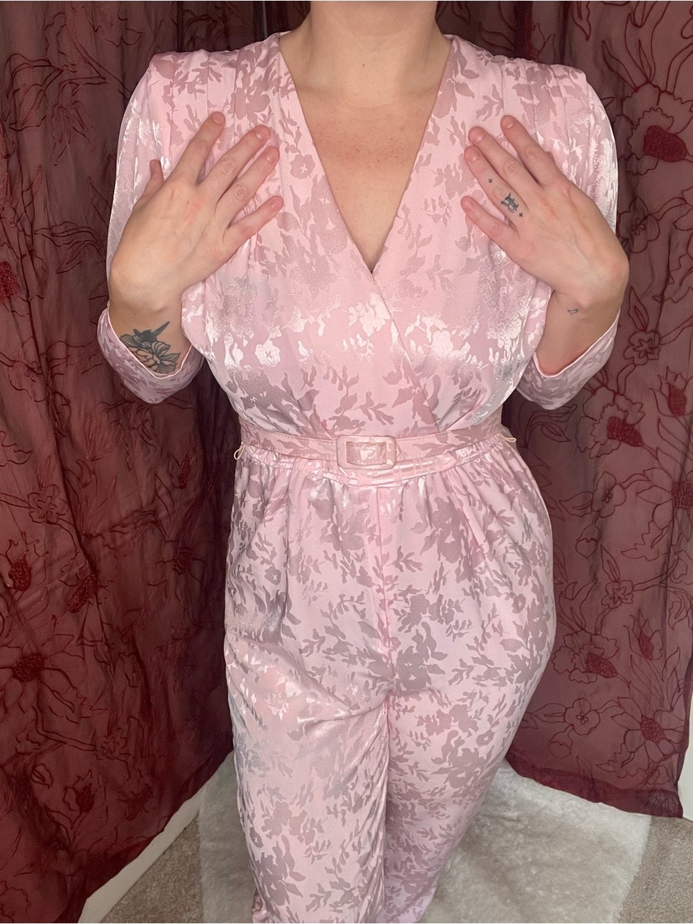 Vintage 1980s House Of Nu Mode Pink Jumpsuit - M/L